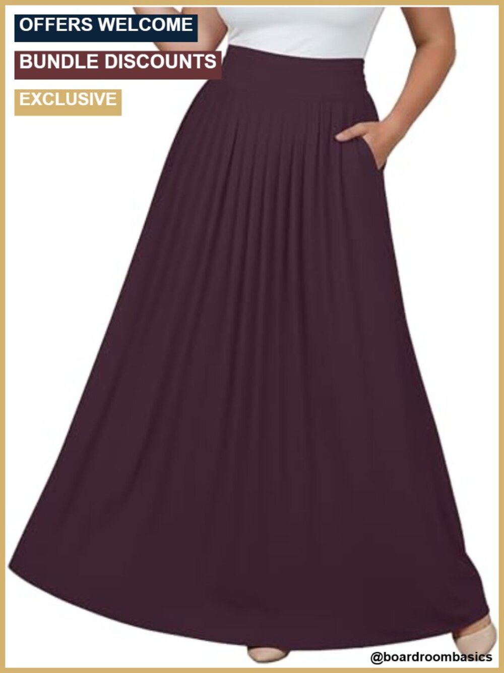 Flowy High Waist Maxi Skirt with Pockets Plus Size